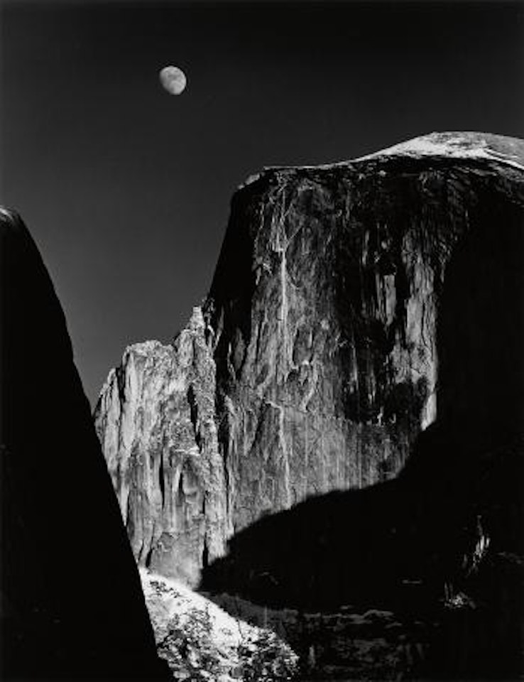 Moon and half dome, Yosemite National Park by Ansel Adams