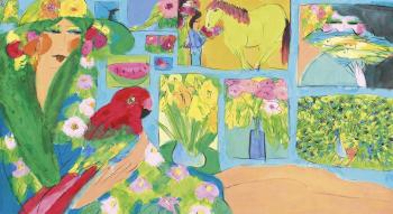 Lady with Parrot by Walasse Ting