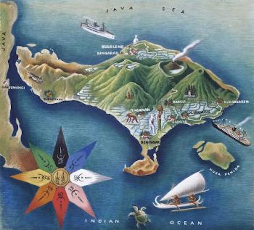 Map of Bali with the Rose of the Winds by Miguel Covarrubias