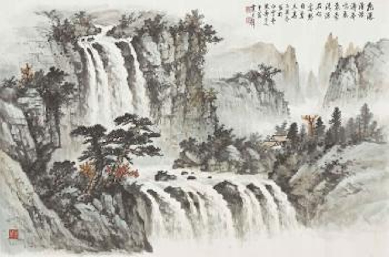 Majestic Waterfall by Huang Junbi