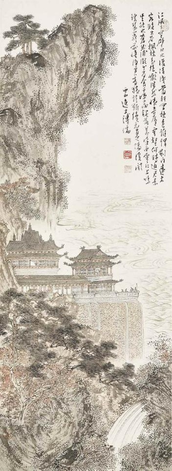 Pavillion by the Waterfall by Pu Ru