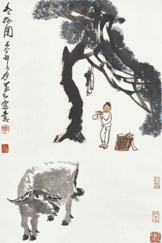 Herding in Winter by Li Keran