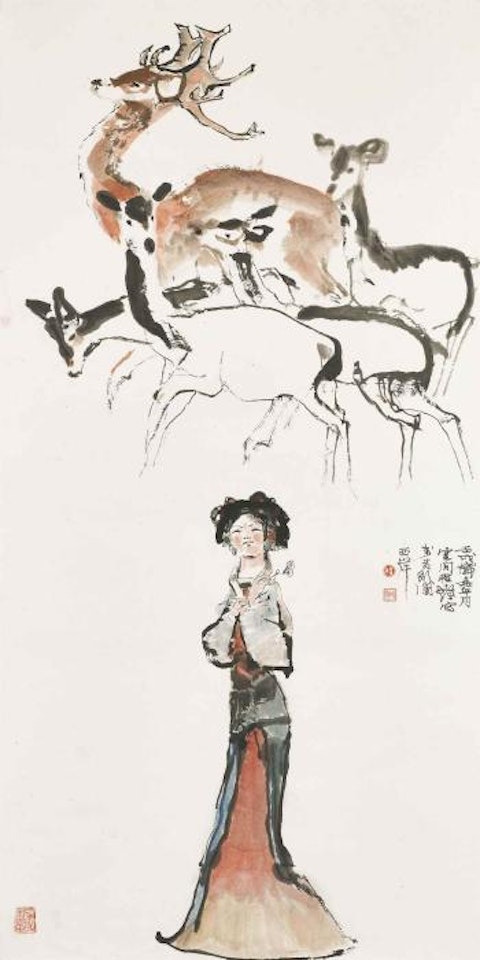 Girl with Deer by Cheng Shifa