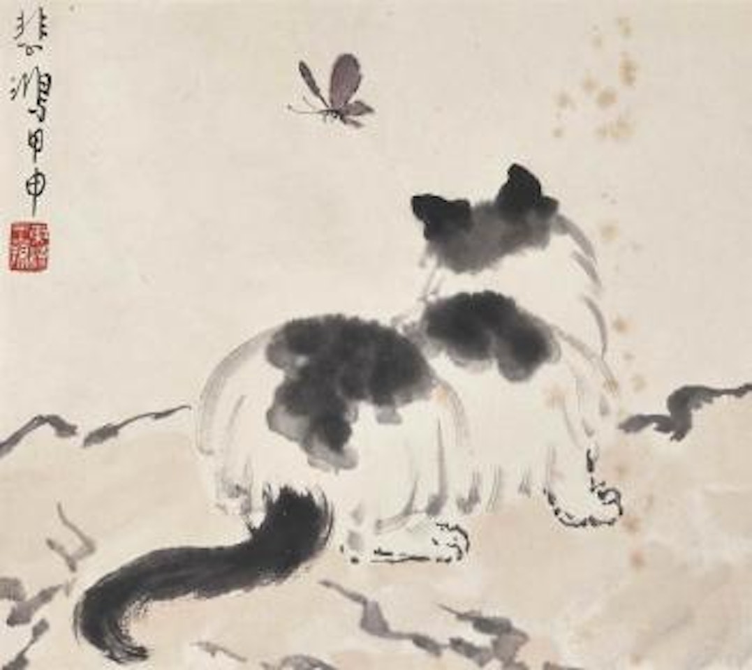 Kitten with Butterfly by Xu Beihong