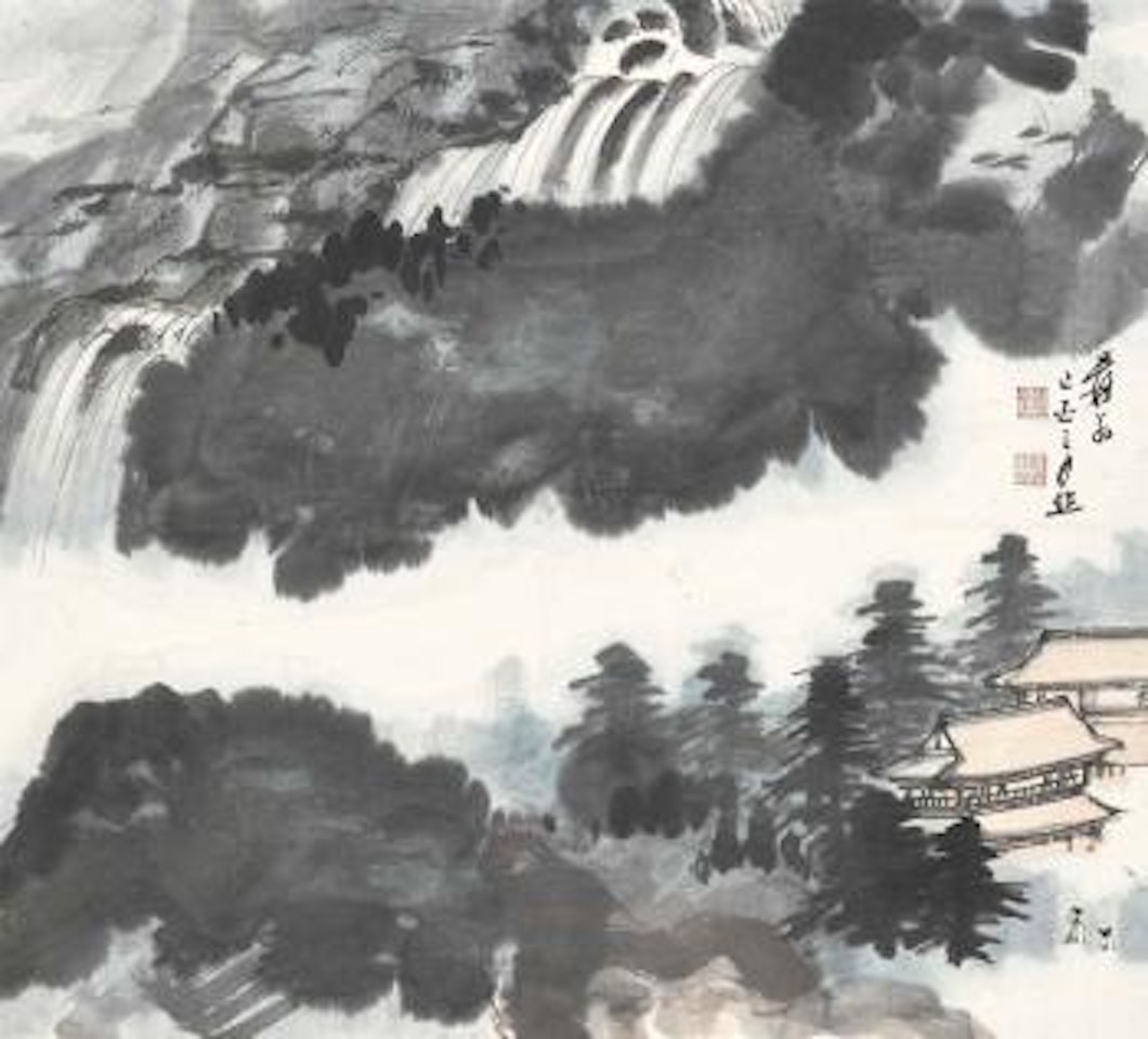 House by the Waterfall by Zhang Daqian