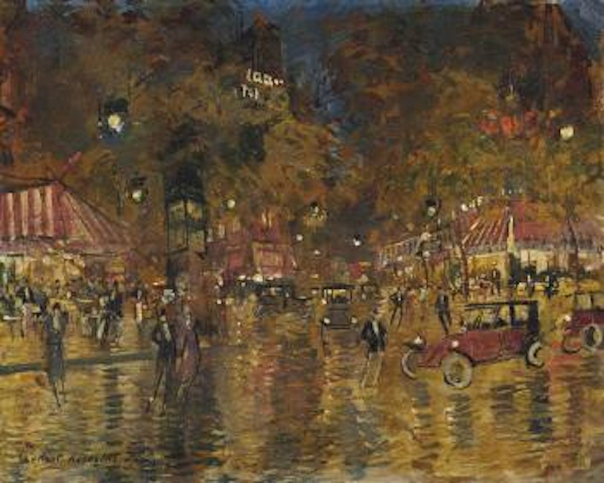 Les cafés de Paris près du bd St Germain by Konstantin Alekseevich Korovin