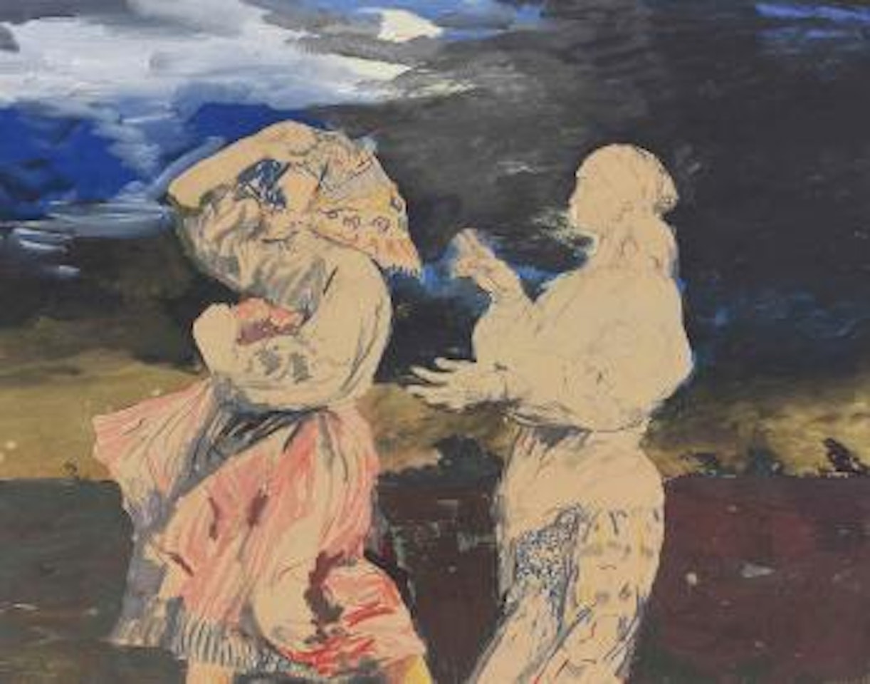 Two peasant women against a stormy sky by Filip Malyavin