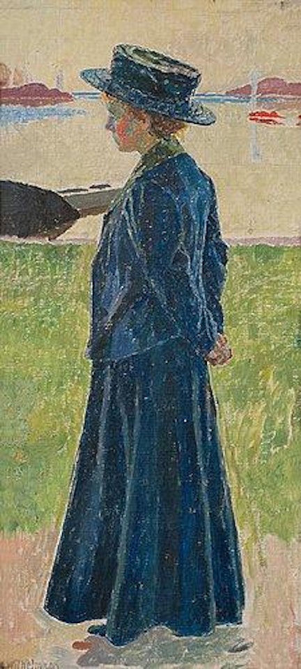 Girl in blue hat by Carl Wilhelmson