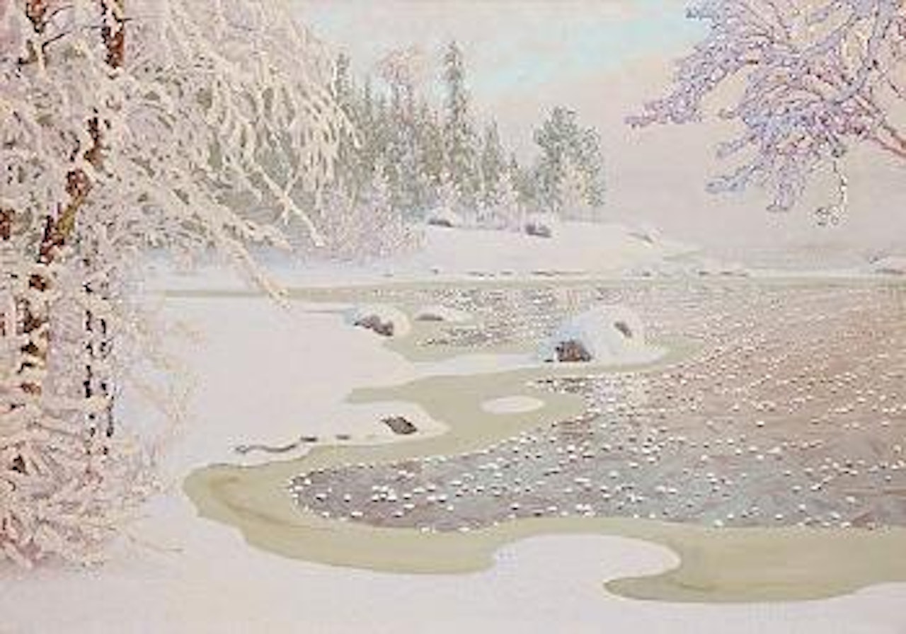 Winter landscape by Gustaf Fjaestad