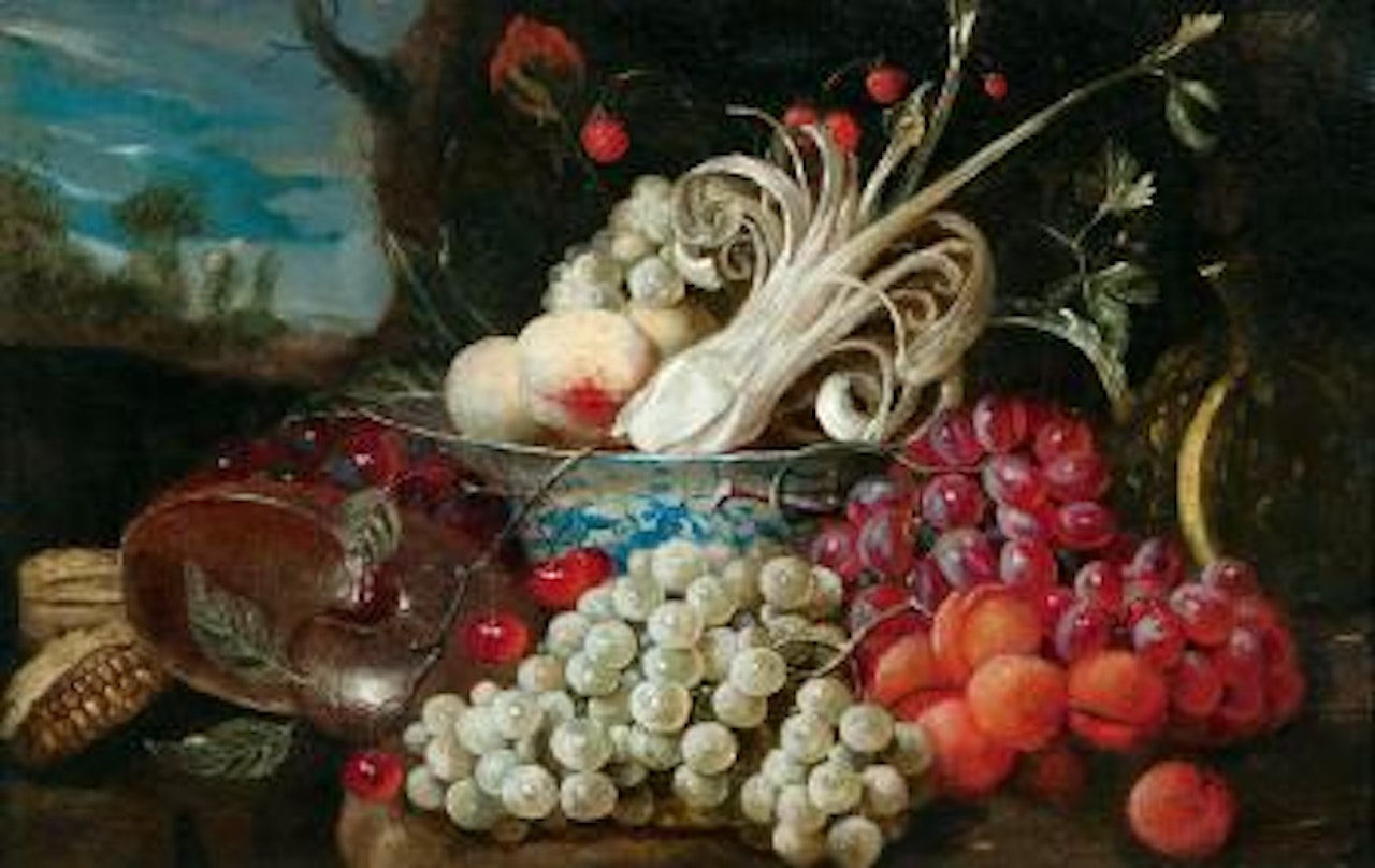 Stilleben mit Früchten, Nautilus und chinesicher Schale by Jan Pauwel Gillemans