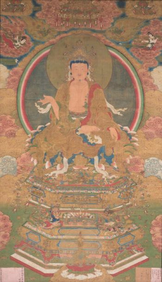 A large painting of the Buddha by Chinese School