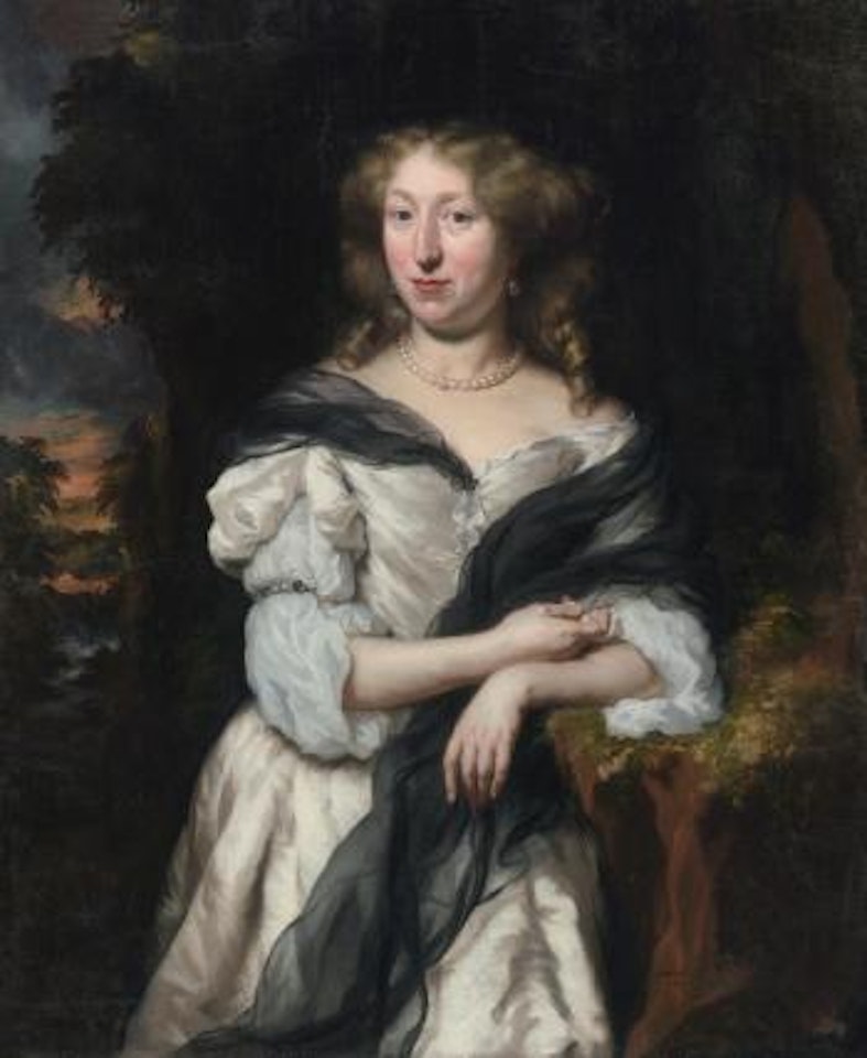 Portrait of a Lady standing in a landscape by Nicolaes Maes