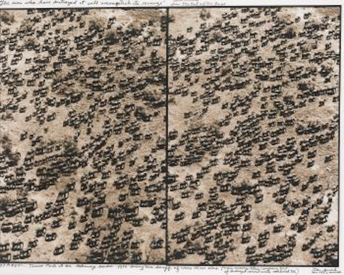 756 Elephants in Stressed-out formation, Tsavo Park, Kenya by Peter Beard
