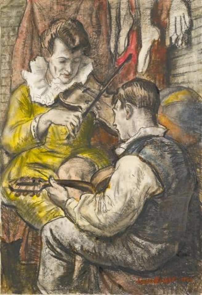 Two Clowns by Laura Knight