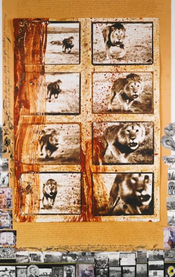 Loliondo Lion Charge by Peter Beard
