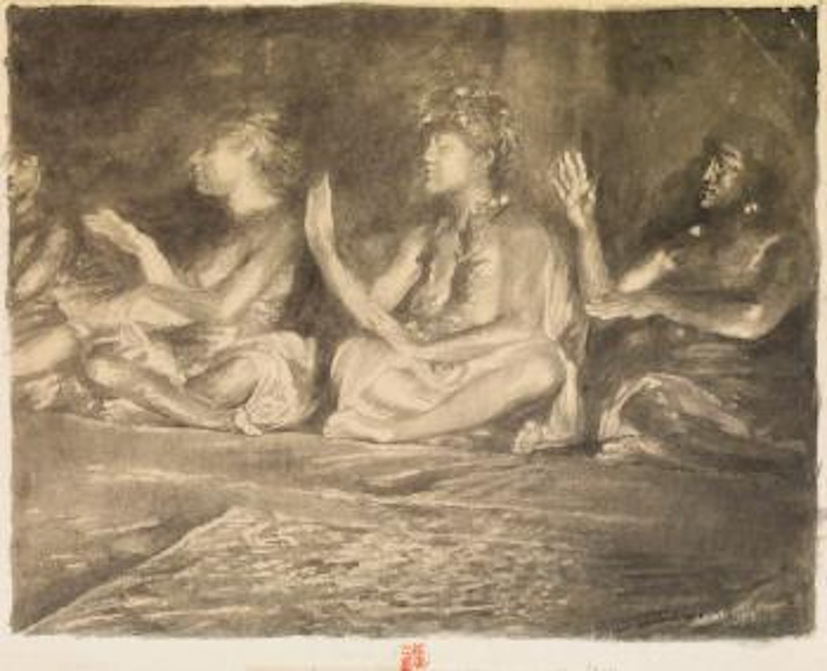 Samoan Girls Dancing The Seated Siva Dance with Pantomime  Song, Night Effect, Samoa by John La Farge