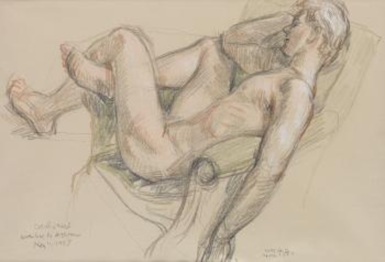 Male Nude on An Upholstered Green Chair (Nm 62) by Paul Cadmus