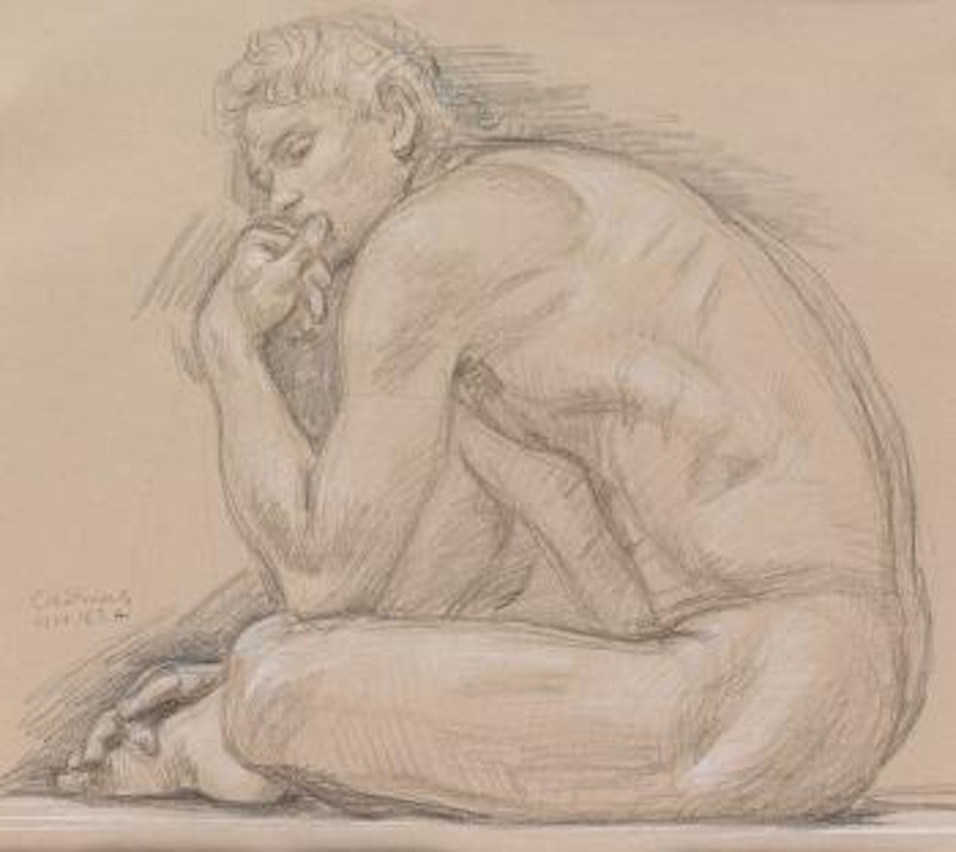 Seated Male Nude (Nm163a) by Paul Cadmus