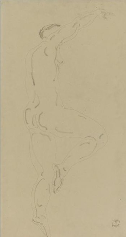 Standing Nude with Arm and Leg raised by Sanyu