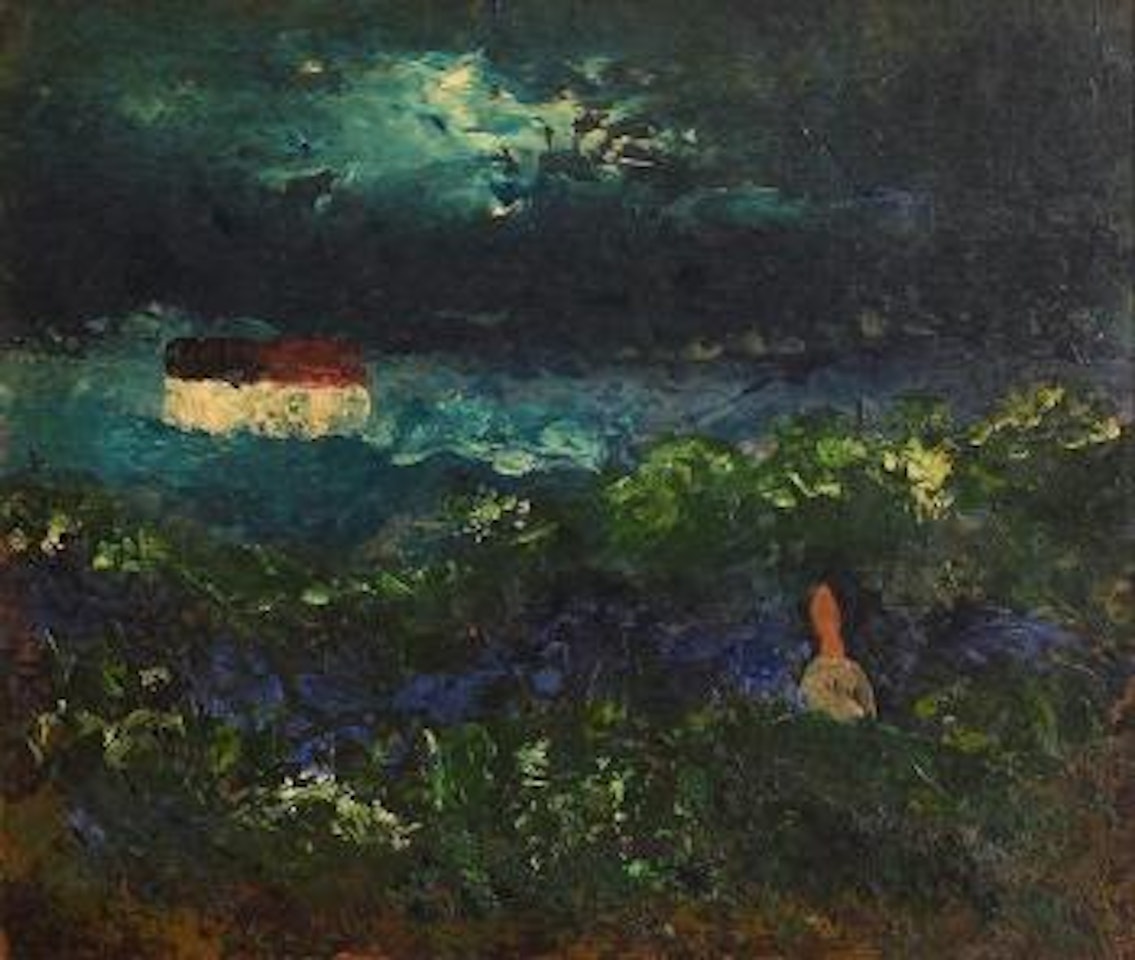 Figure and Cottage in Landscape by Daniel O'Neill