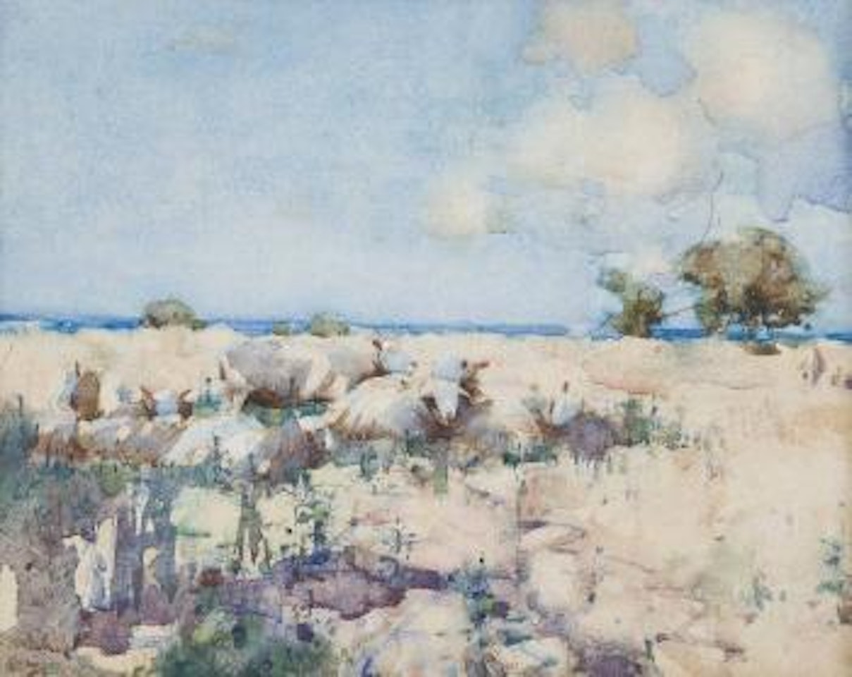 Sheep in a meadow by Joseph Crawhall