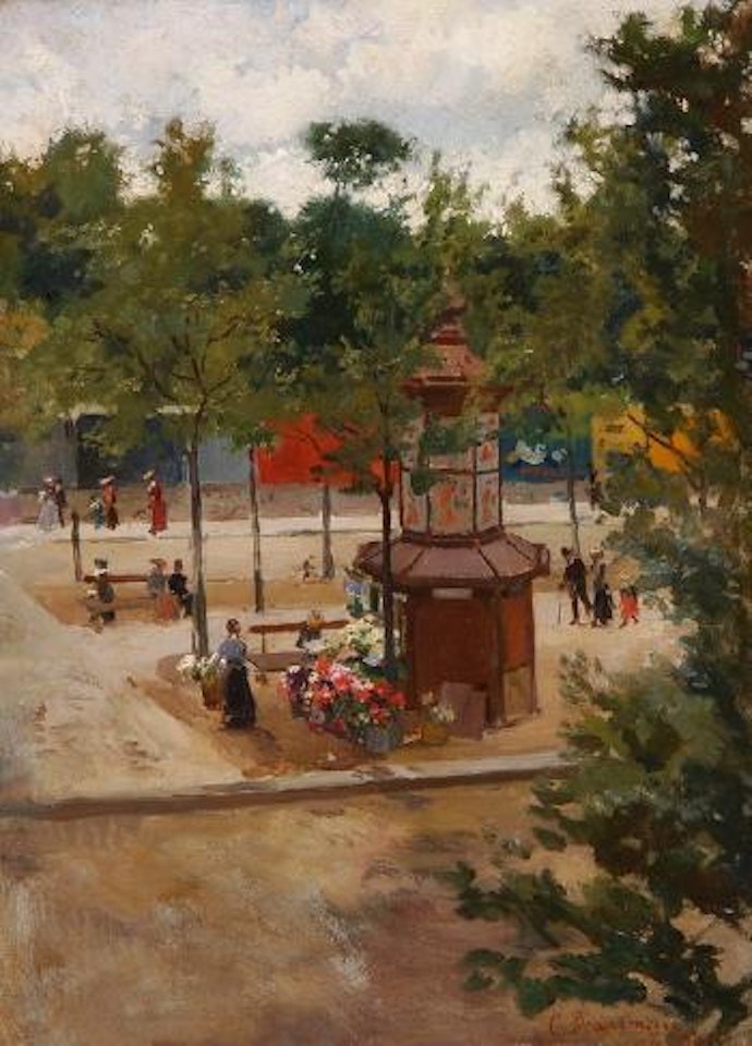 Pariser Parkszene mit Blumenladen by Carlo Brancaccio
