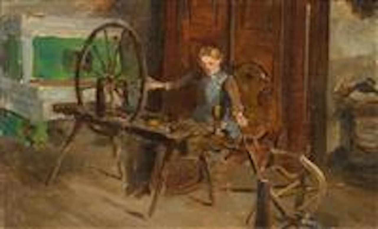 Girl At a Reel by Albert Anker