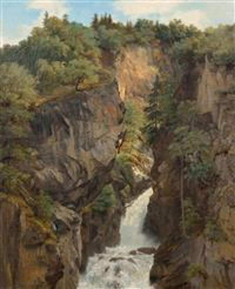 Torrent Dans Une Gorge, Arbres / Reichenbach Falls by Alexandre Calame