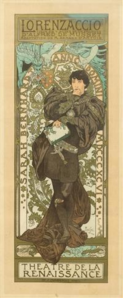 Lithography 'Lorenzaccio' by Alphonse Mucha