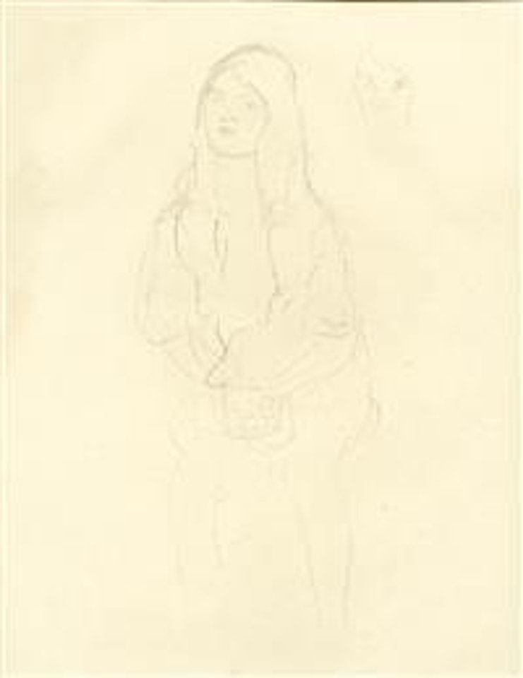 Sitzendes Mädchen Nach Links (Mäda Primavesi) by Gustav Klimt