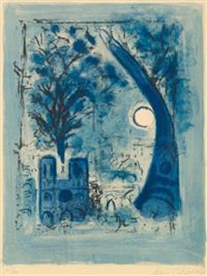 Notre-dame Et La Tour Eiffel by Marc Chagall