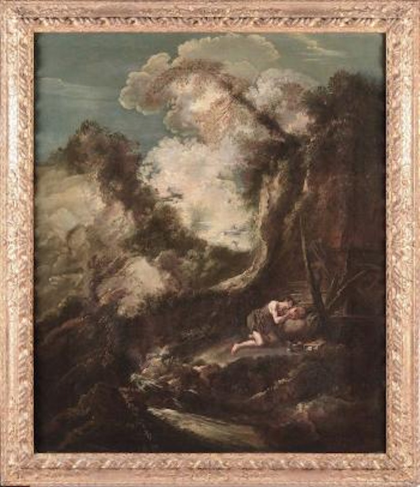 San Giovanni in preghiera entro paesaggio by Alessandro Magnasco