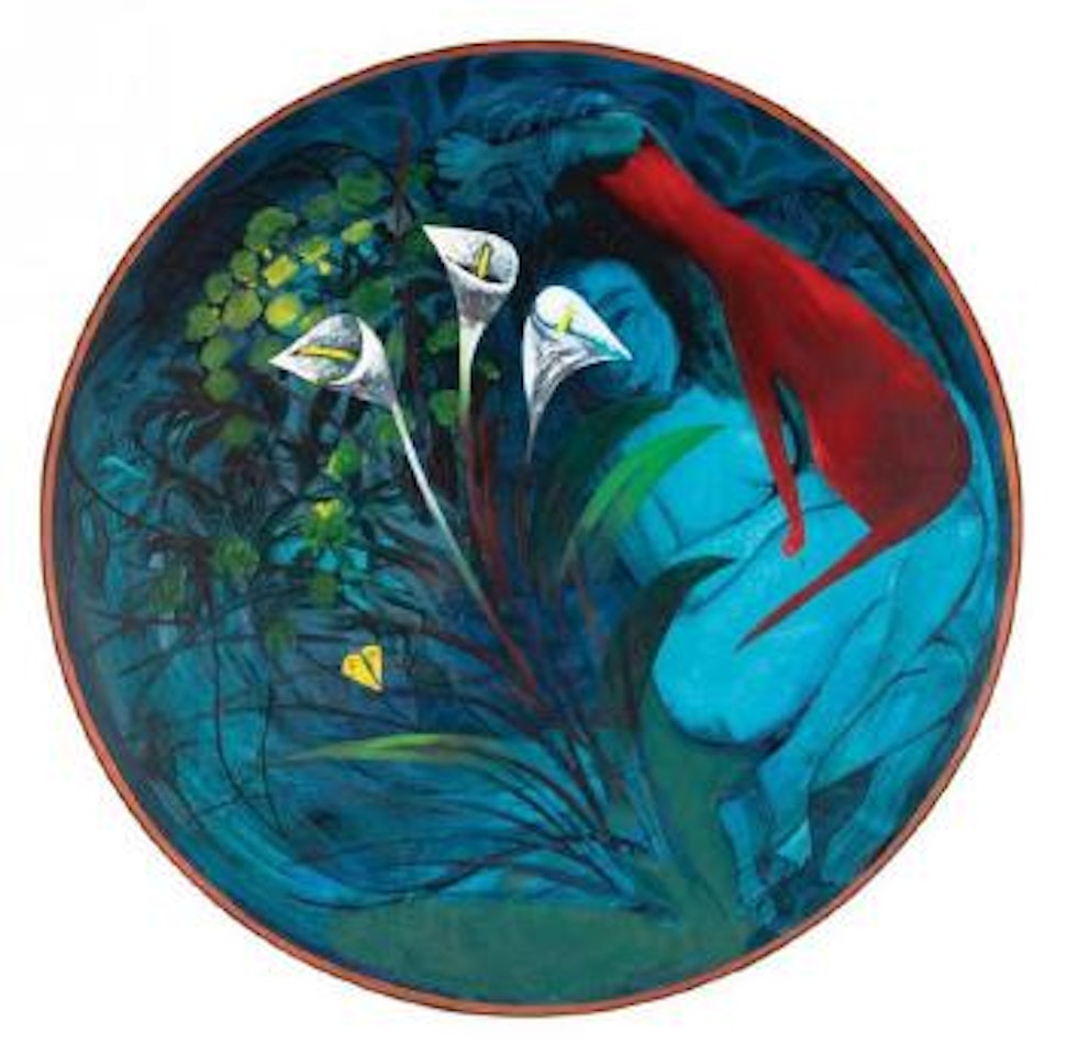 The red cat's garden at midnight by Charles Blackman