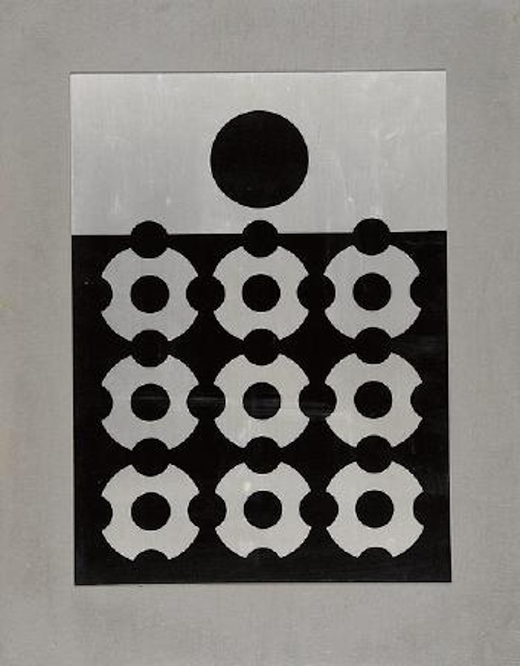 Weiss auf schwarzem Grund by Victor Vasarely