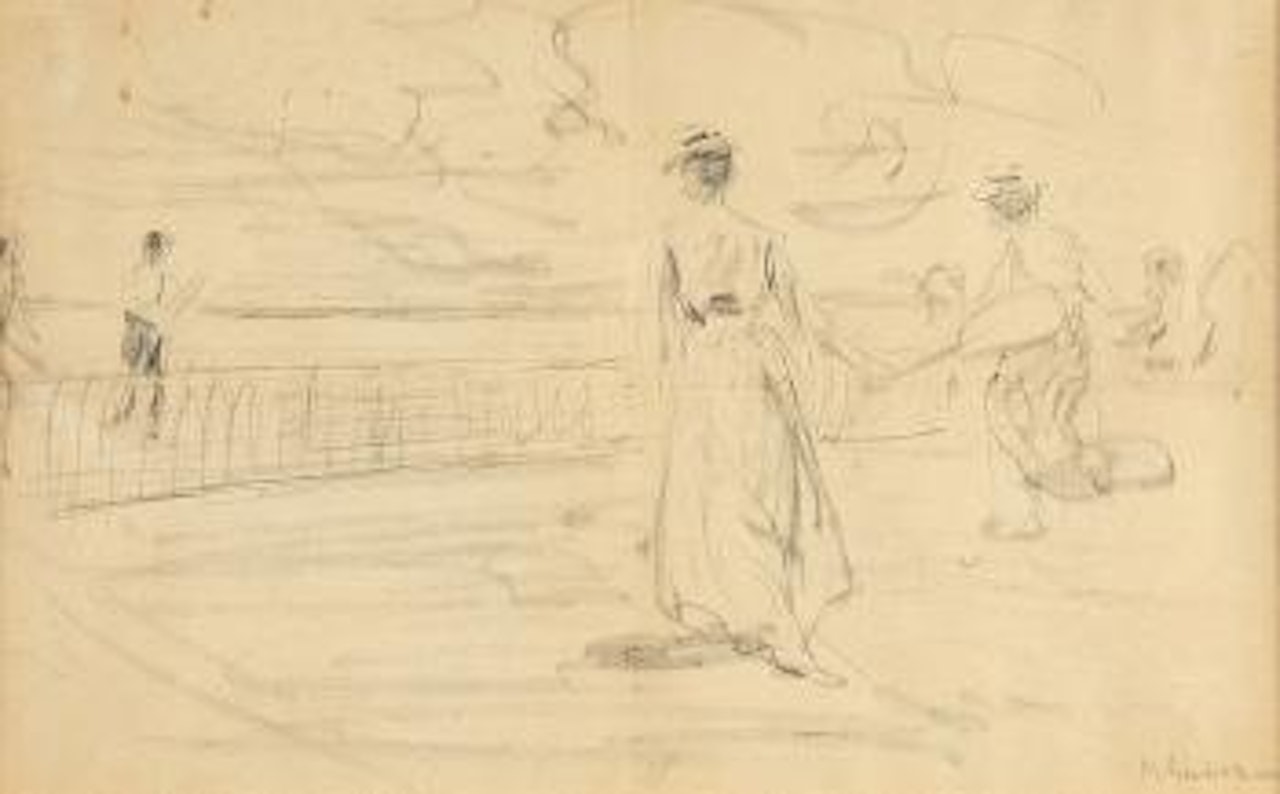 Studie zu Tennisspieler am Meer by Max Liebermann