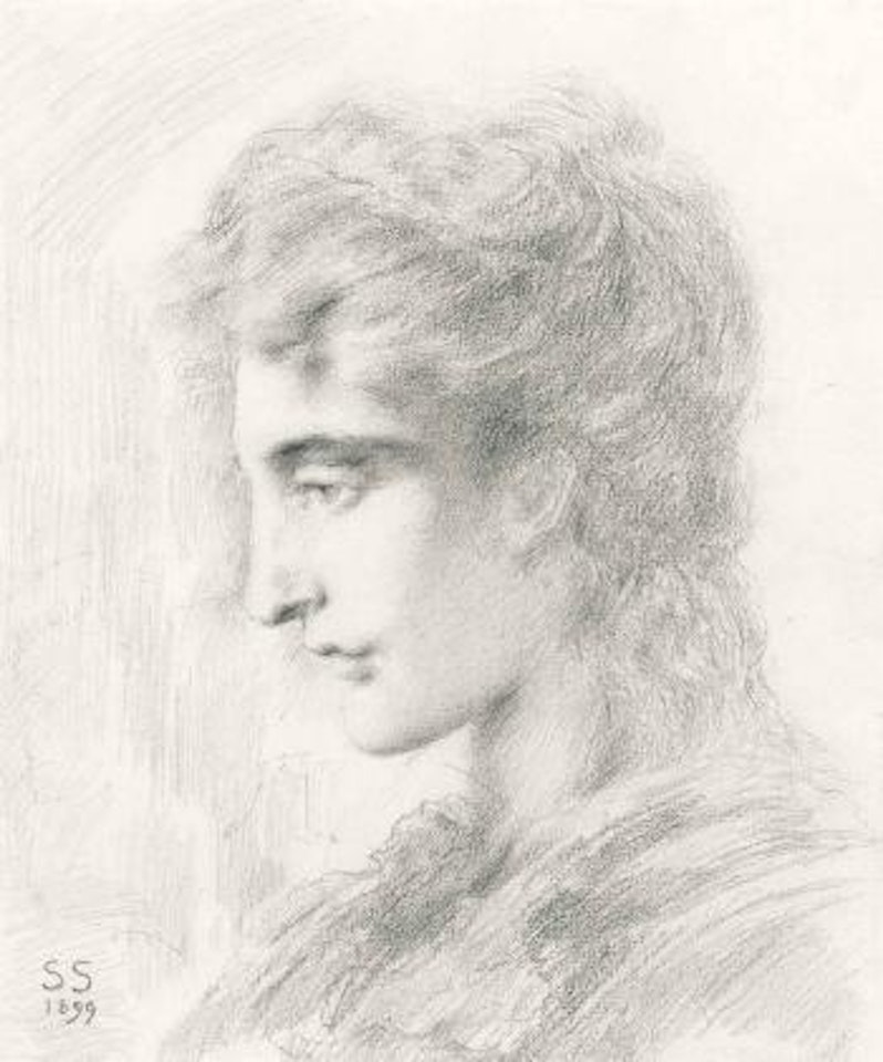 Head of a woman, in profile, facing left by Simeon Solomon