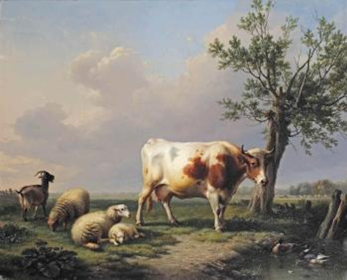 Cattle in a pasture by Eugène Joseph Verboeckhoven