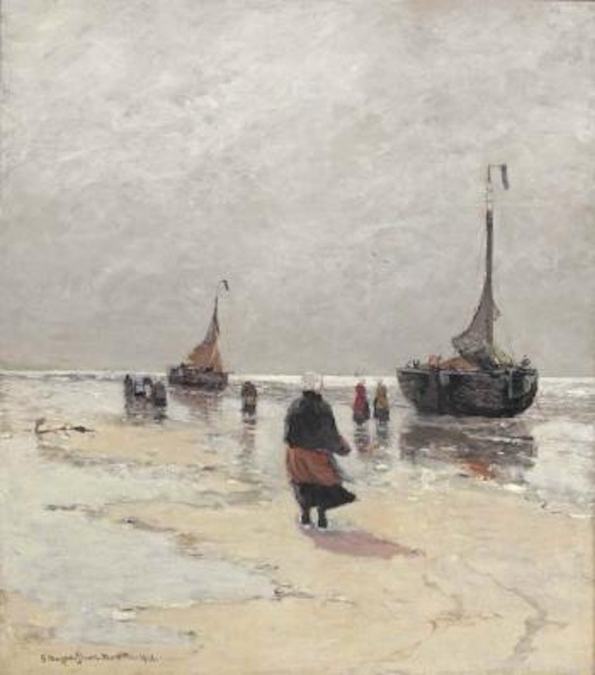 Bomschuiten on the beach, Scheveningen by Gerhard Arij Ludwig Morgenstjerne Munthe