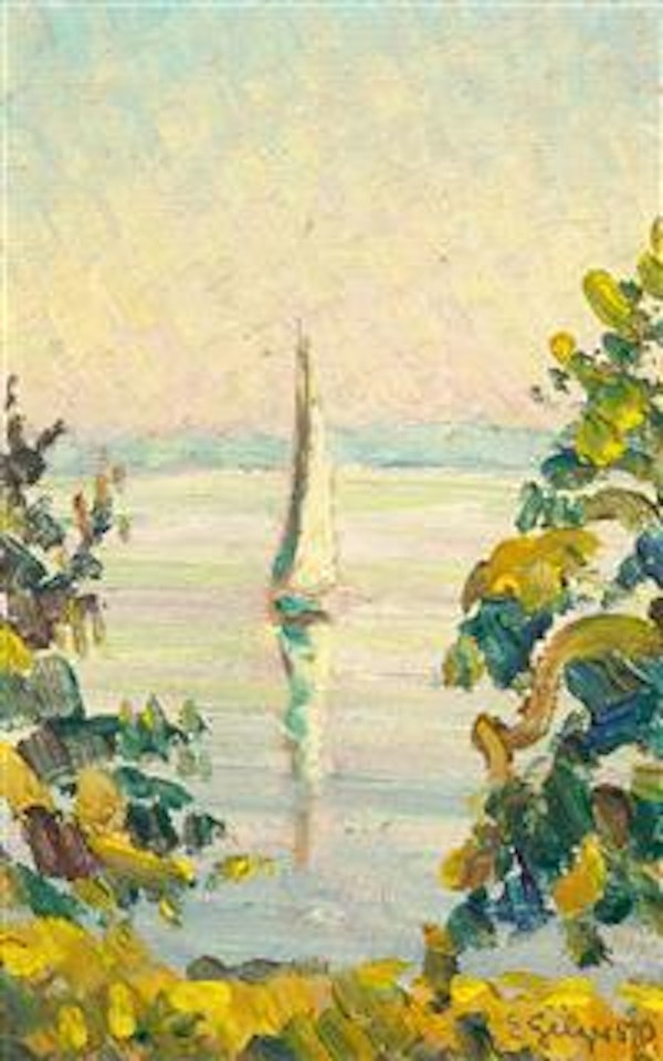 Sailing Ships On Lake Bieler by Ernst Geiger