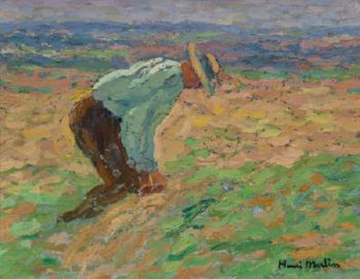 Lieur de gerbe (Étude pour 'La Moisson,' l'un des 4 panneaux du grand décor du Conseil d'État, Paris) by Henri Jean Guillaume Martin