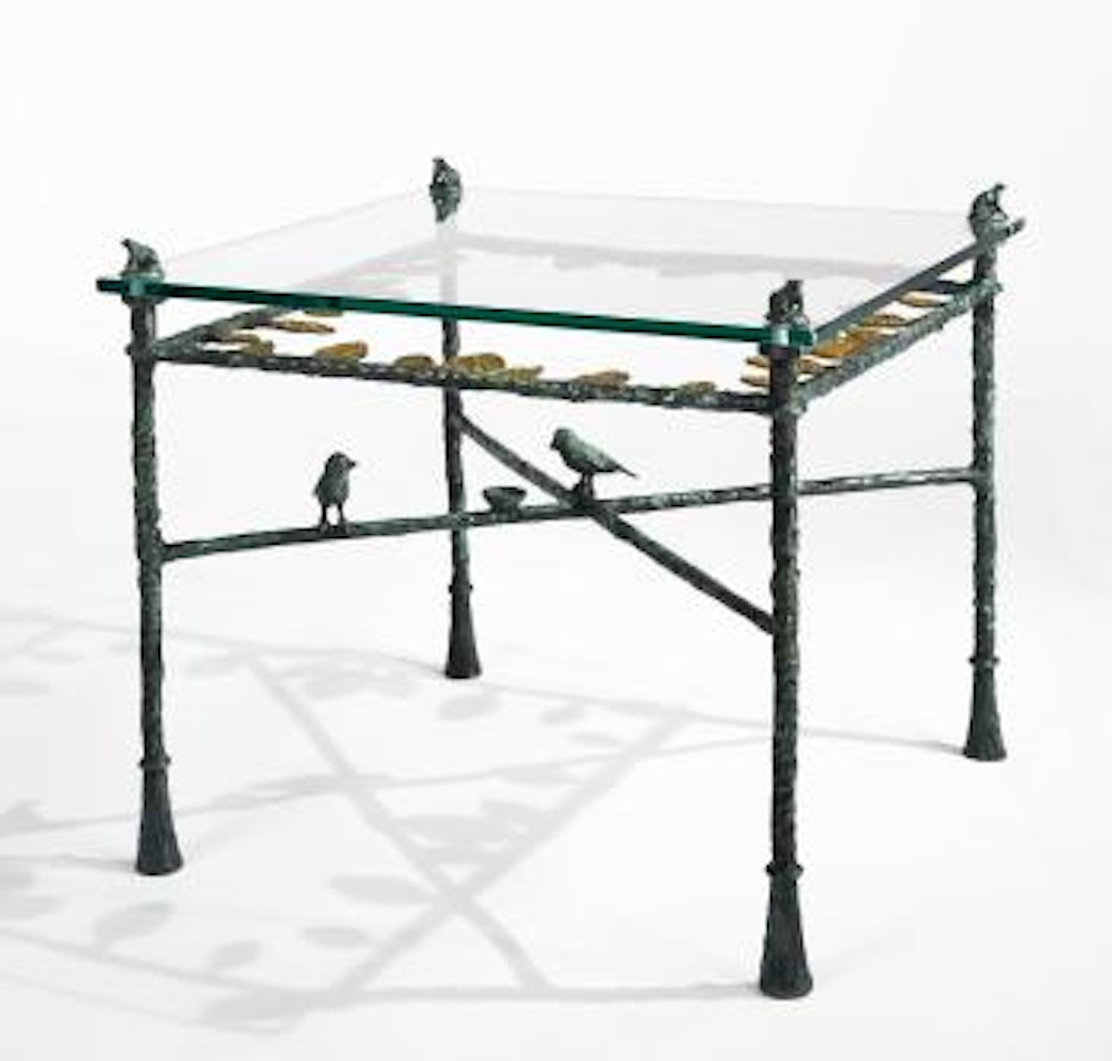 Table Feuilles, Modèle Bas Aux Oiseaux Et Grenouilles by Diego Giacometti