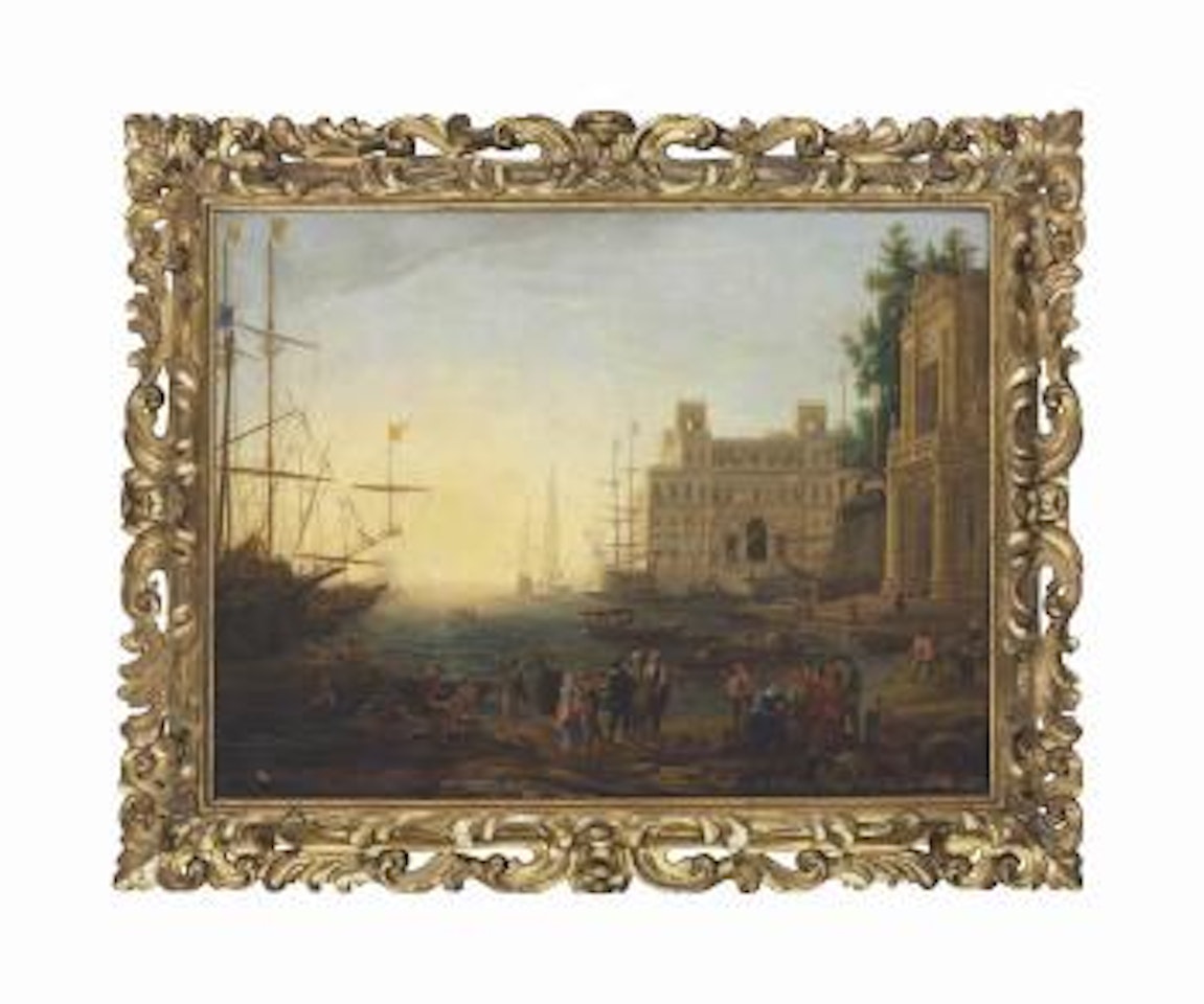 A capriccio of a Meditteranean port with the Villa Medici by Claude Lorrain