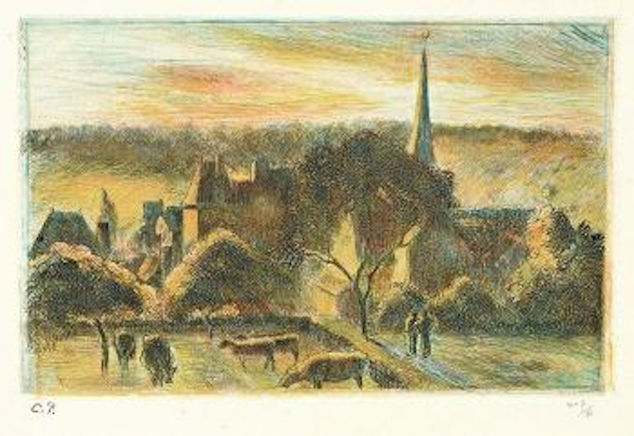 Église et ferme d’Éragny. by Camille Pissarro