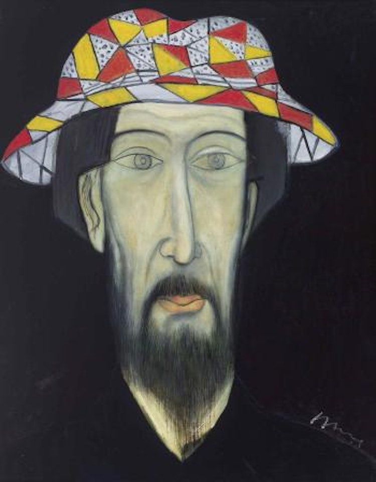 Man wearing a patterned Hat by Qiu Yacai