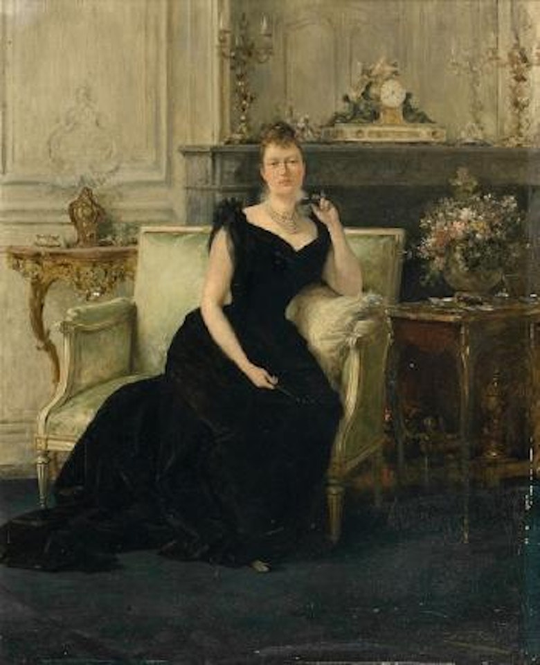Portrait d'Hortense de l'Espine, princesse de Croÿ Dülmen, dans son appartement de l'avenue Foch by Theobald Chartran