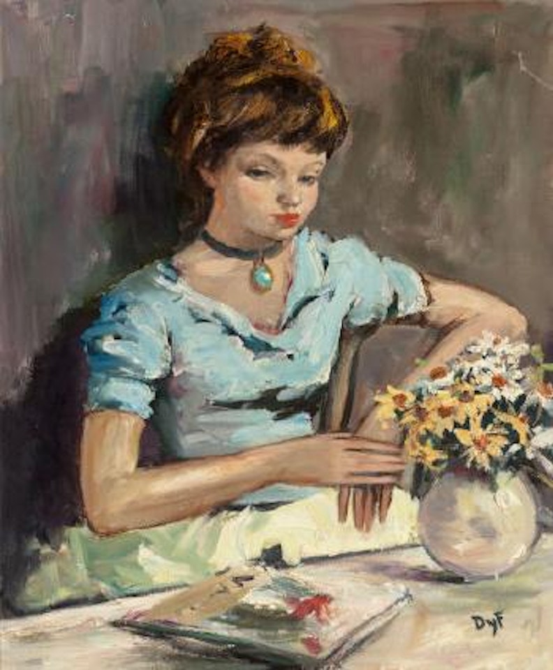 Young Girl at a Table by Marcel Dyf