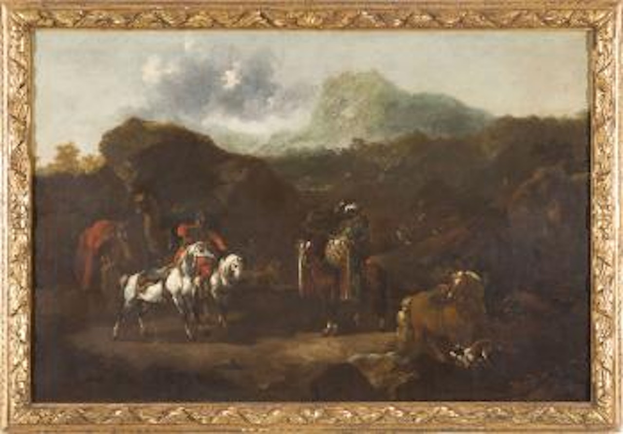 Sosta di cavalieri orientali by Pieter van Bloemen