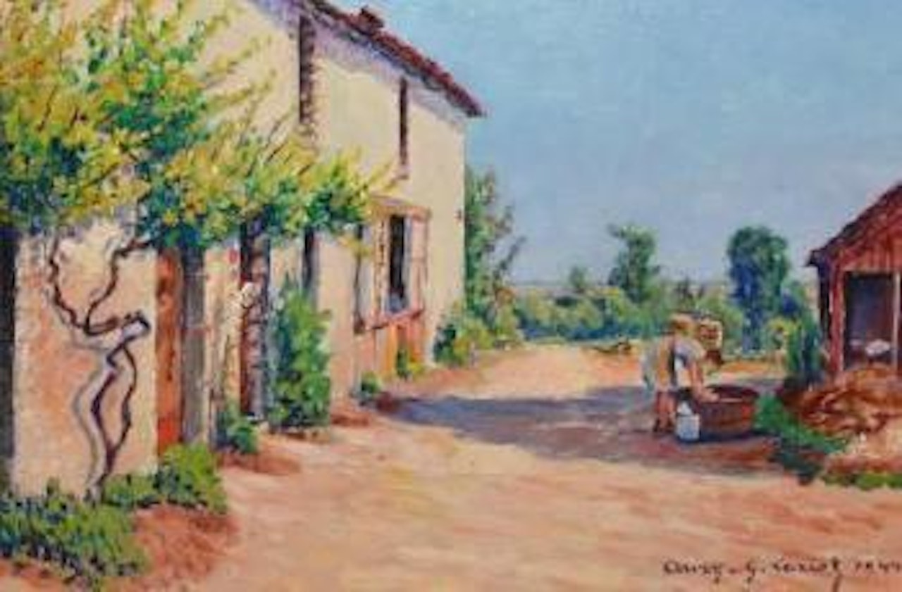 Cour de ferme ensoleillée, Auxy by Gustave Cariot