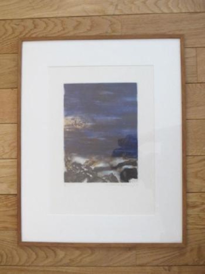 Composition abstraite sur fond bleu by Zao Wou-Ki