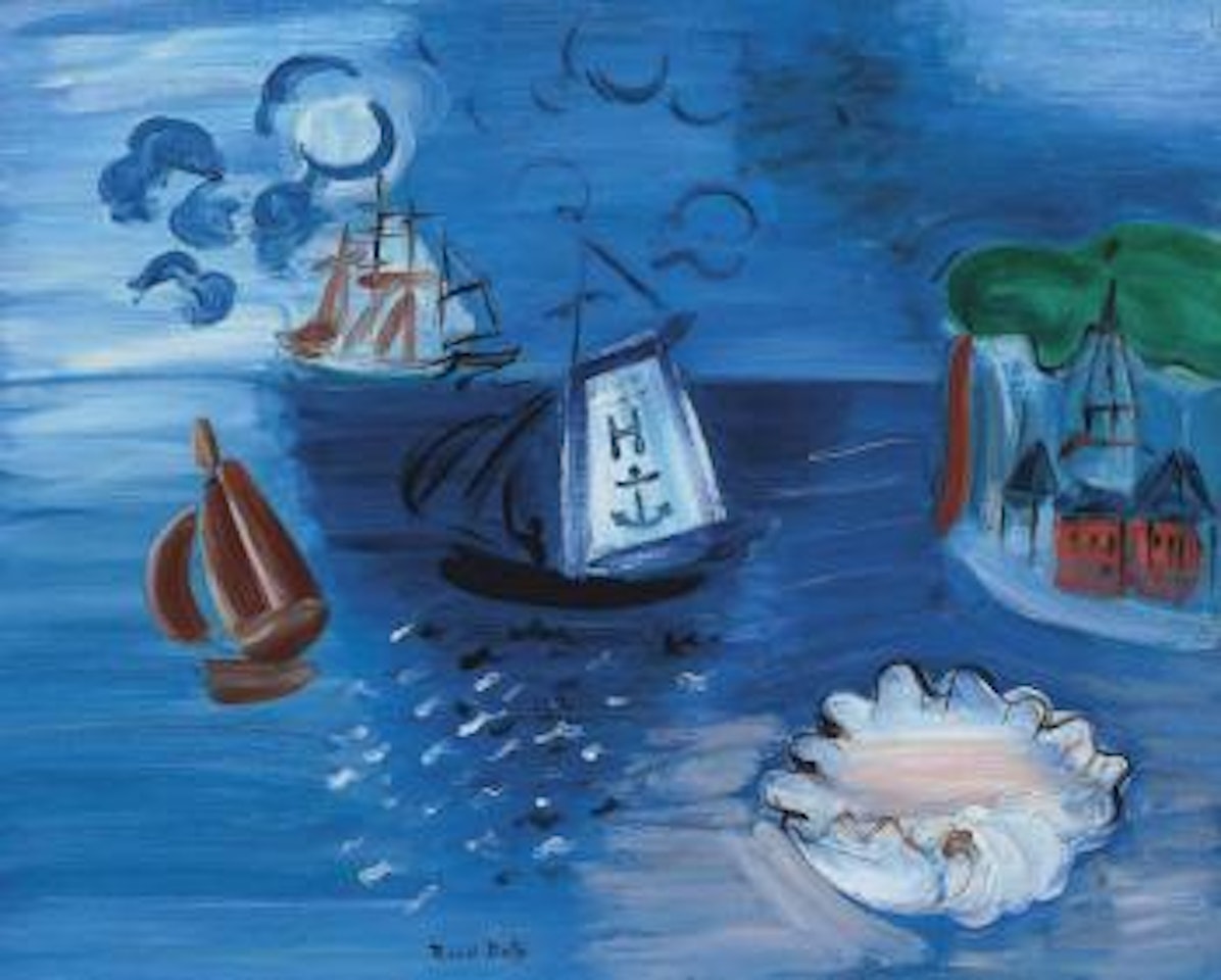 Composition, bateaux, coquillage dans la baie de Sainte-Adresse by Raoul Dufy